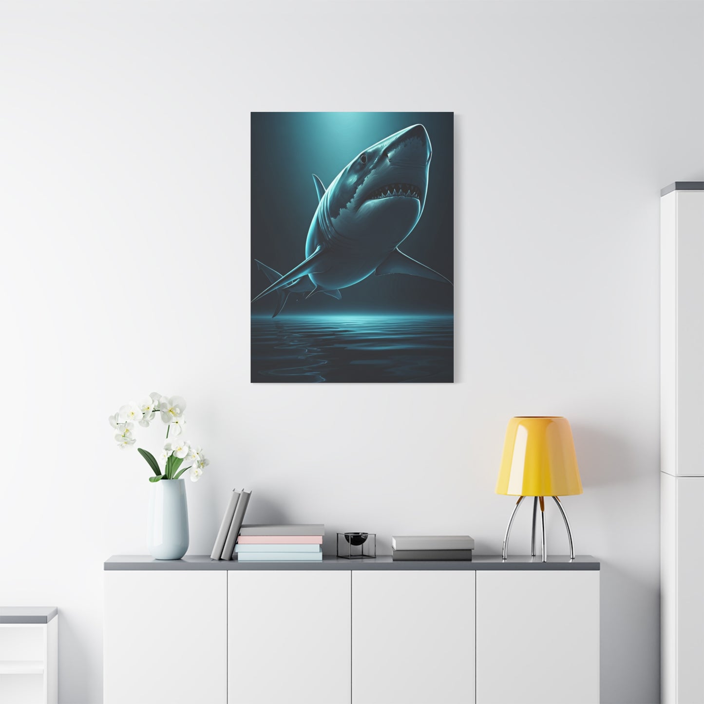 Great White Shark in Deep Blue Waters Wall Art & Canvas Prints