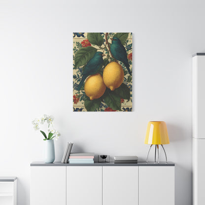 Italian Lemon & Birds Decorative Kitchen Wall Art & Canvas Print