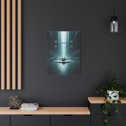 Futuristic Aircraft Hangar Scene Wall Art & Canvas Prints