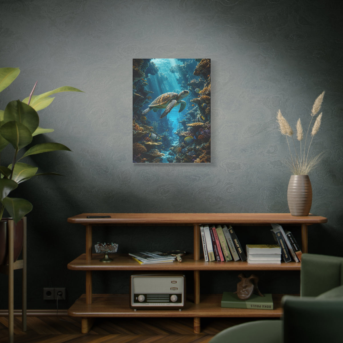 Deep Reef Canyon Turtle Journey Tropical Wall Art & Canvas Print