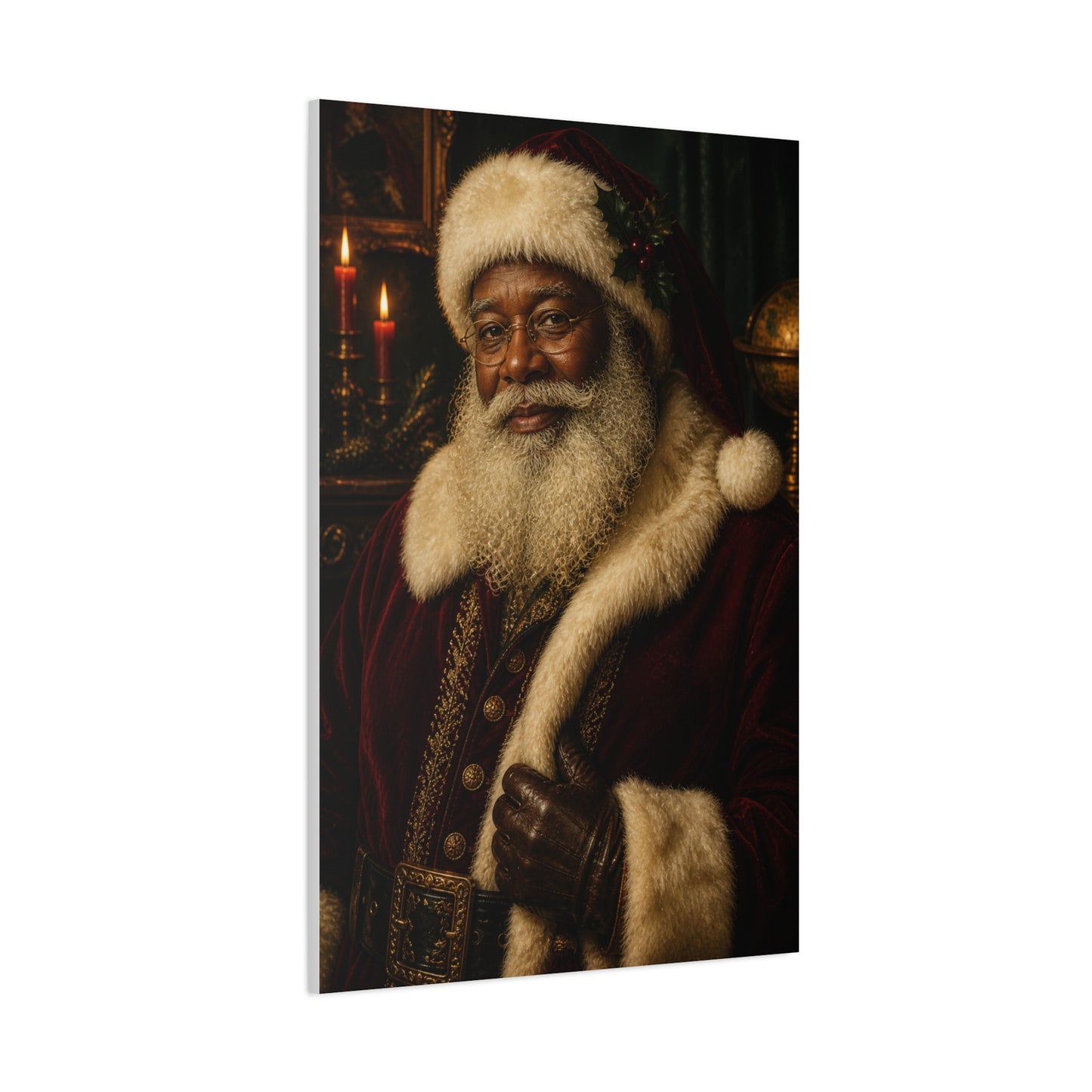 Elegant Black Santa Portrait Wall Art & Canvas Print