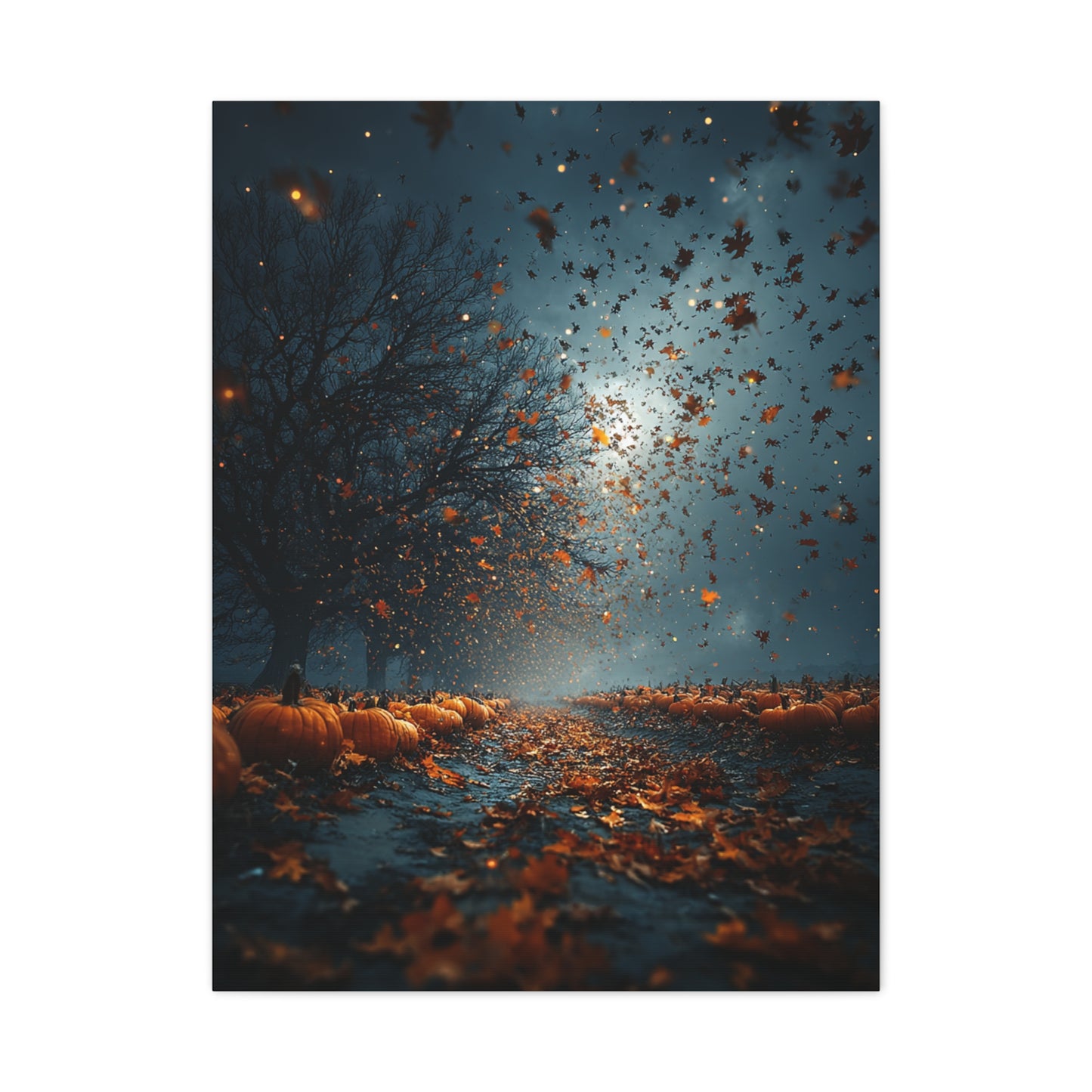 Autumn Leaf Storm Pumpkin Field Wall Art & Canvas Print