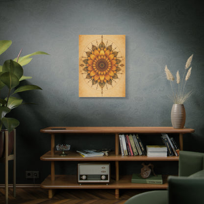 Sacred Sunflower Mandala Wall Art & Canvas Print
