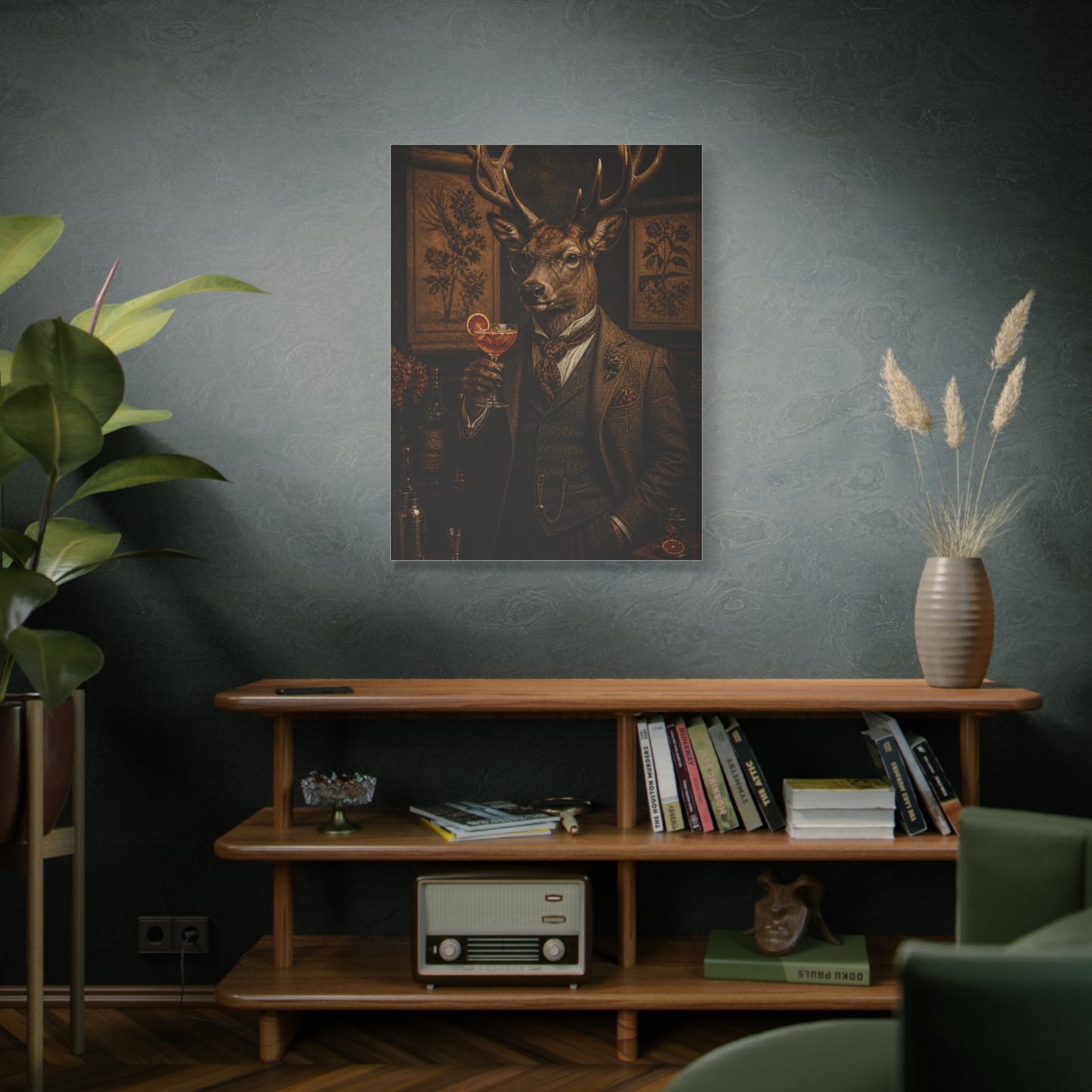 Aristocratic Deer Gentleman Cocktail Portrait Wall Art & Canvas Print