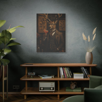 Aristocratic Deer Gentleman Cocktail Portrait Wall Art & Canvas Print