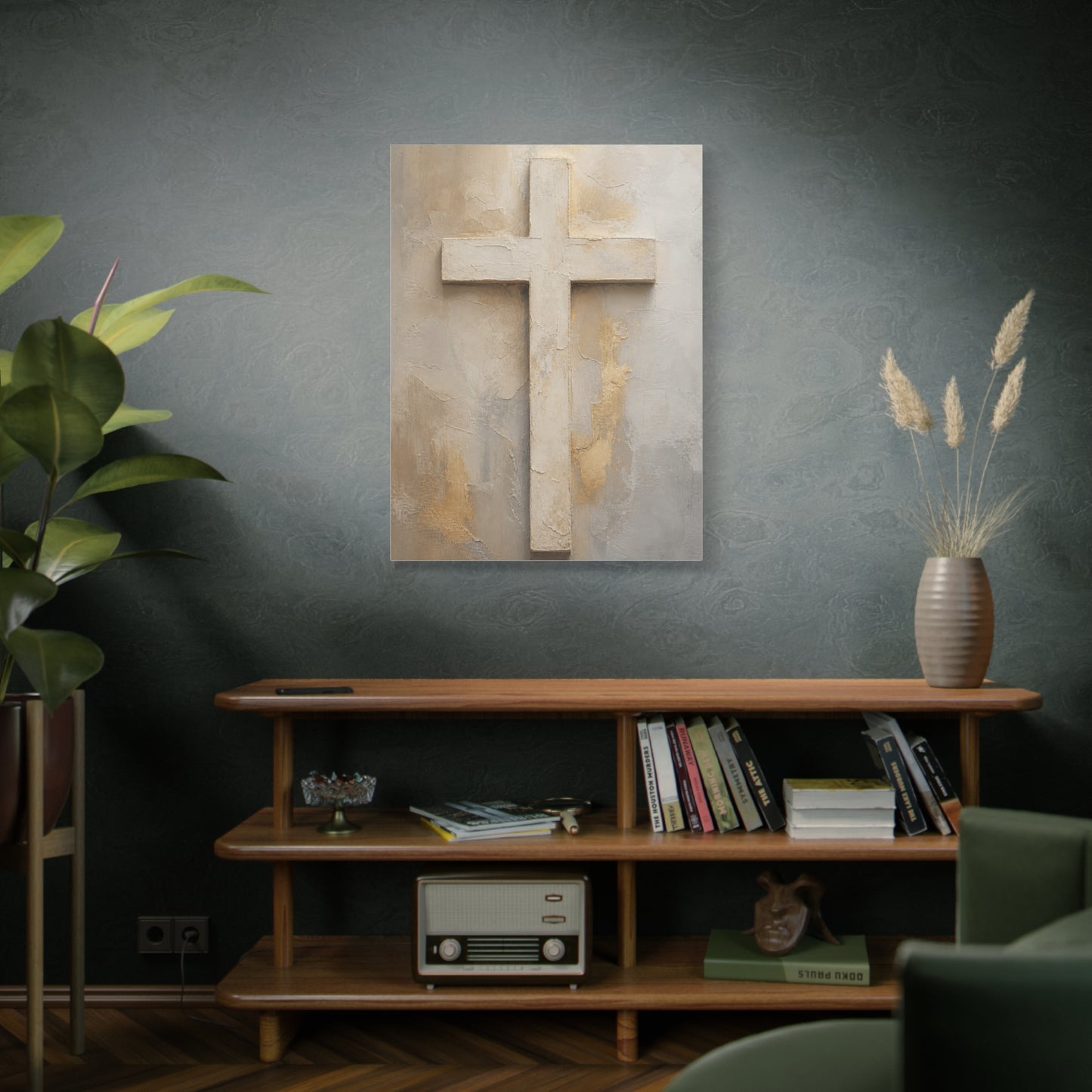 Minimal Ivory Christian Cross Wall Art & Canvas Print