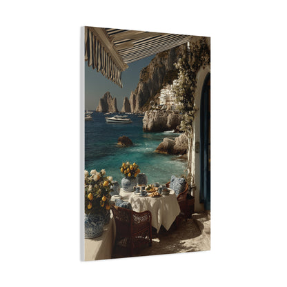 Capri Seaside Breakfast View Wall Art & Canvas Print