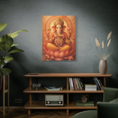 Lord Ganesha Lotus Blessing Wall Art & Canvas Print