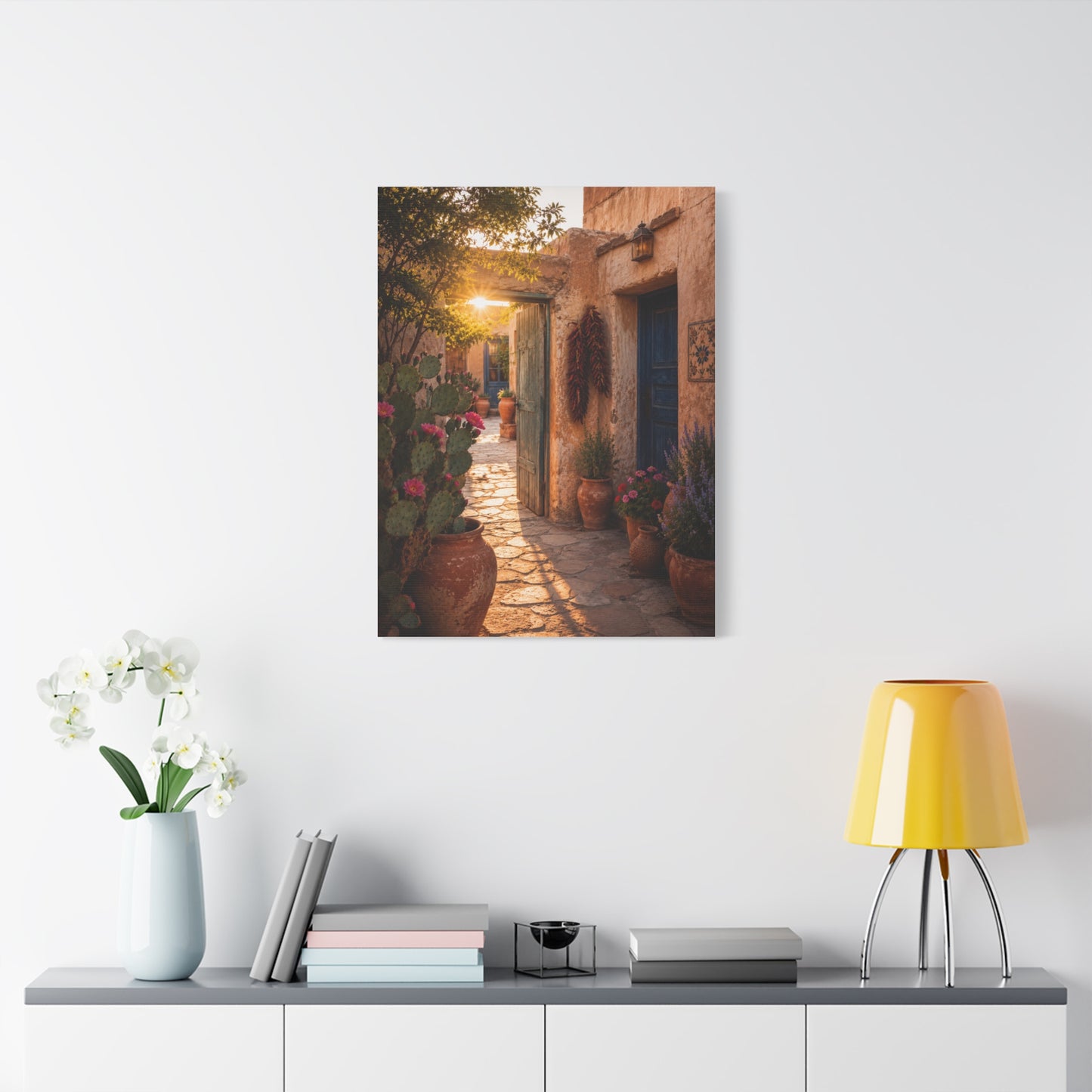 Santa Fe Adobe Courtyard Southwest Wall Art & Canvas Print