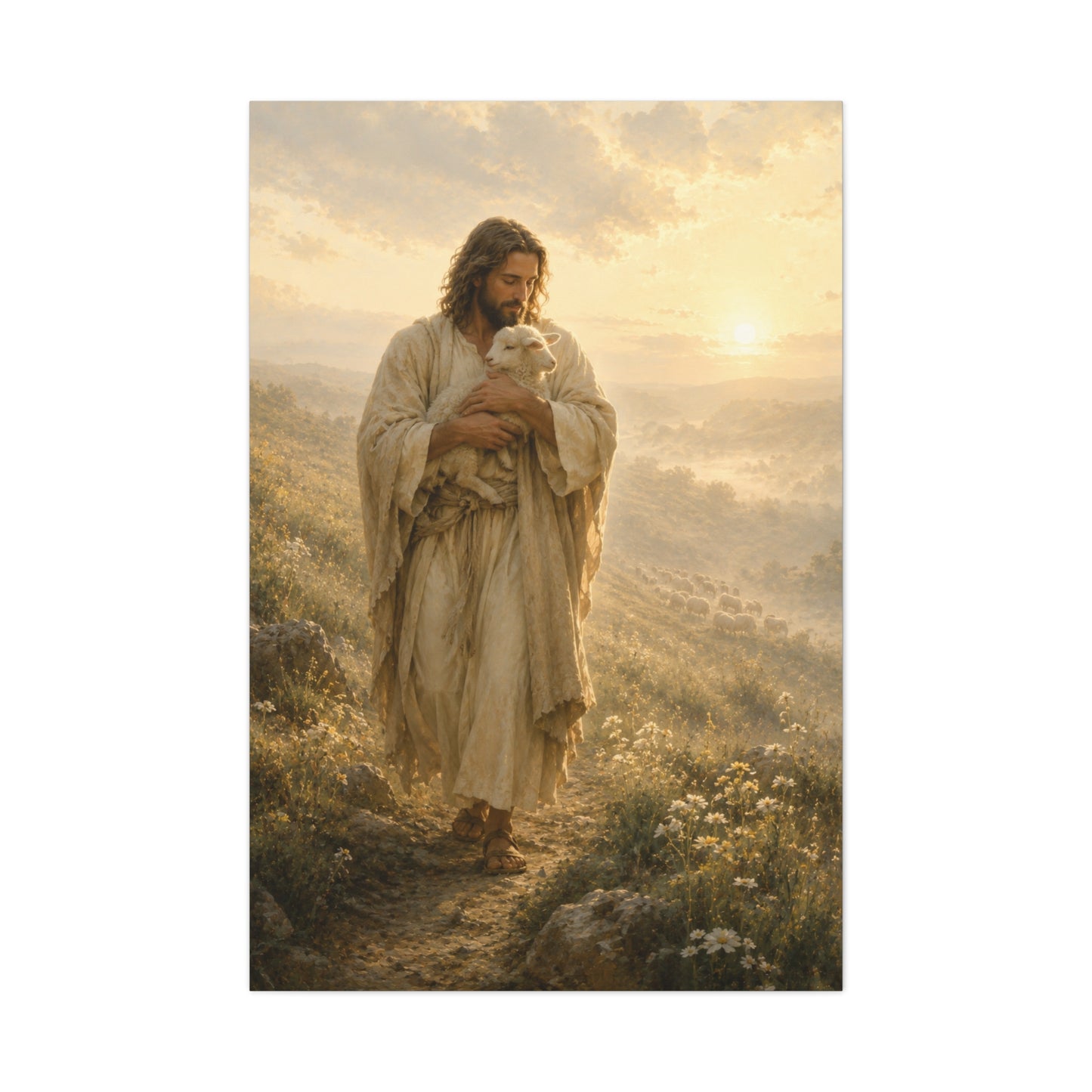 Christ Carrying the Lamb Scripture Wall Art & Canvas Print