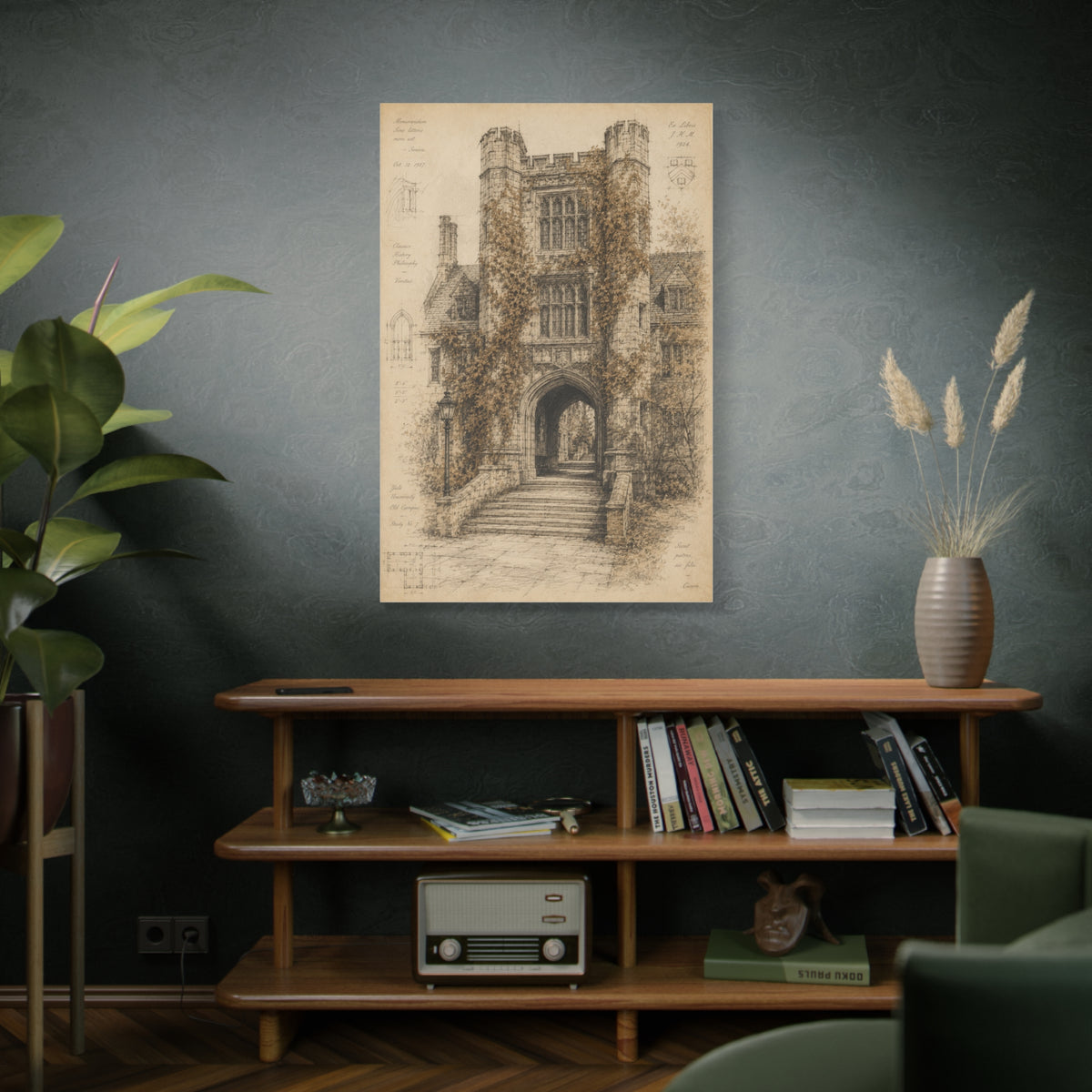 Ivy-Covered Gothic Arch Architectural Study Wall Art & Canvas Print