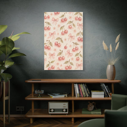 Pink Cherry Pattern Composition Wall Art & Canvas Print
