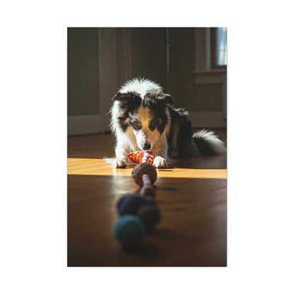 Sunlit Playtime Pup Wall Art & Canvas Print