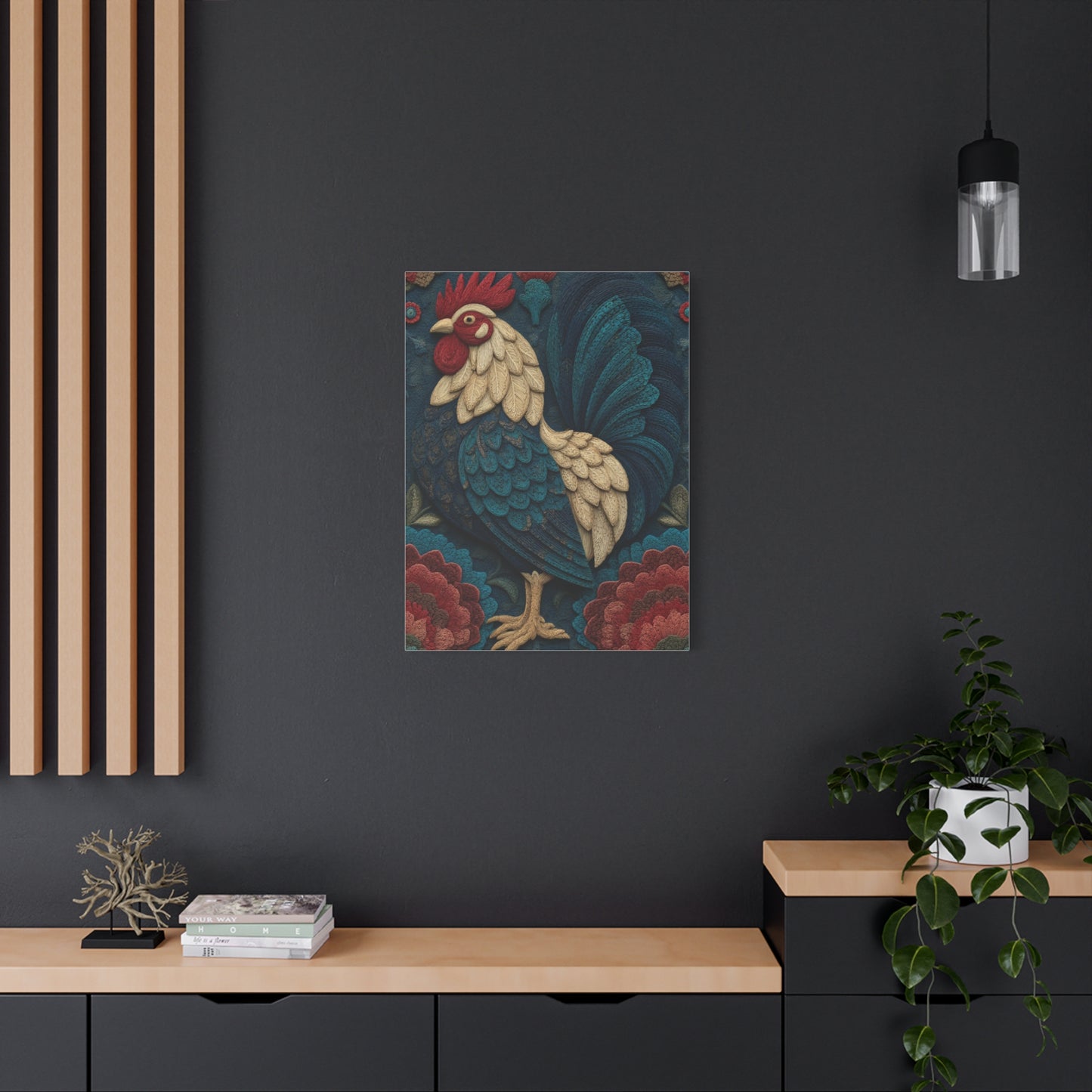 Wycinanki Rooster Folk Ornament Wall Art & Canvas Print