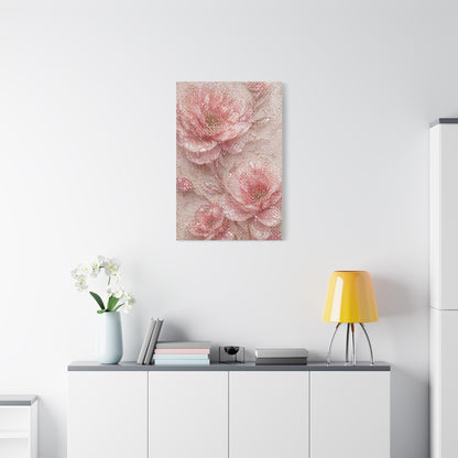 Crushed Glass Pink Floral Relief Wall Art & Canvas Print