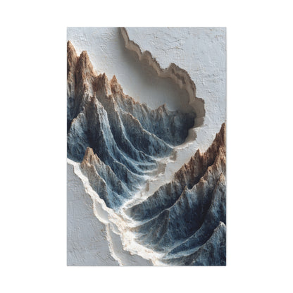 Sculpted Topographic Mountain Relief Wall Art & Canvas Print
