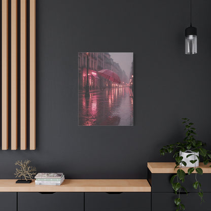 Dreamy Pink Umbrella Rain Scene Wall Art & Canvas Print