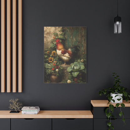 Farmyard Rooster Folk Garden Wall Art & Canvas Print