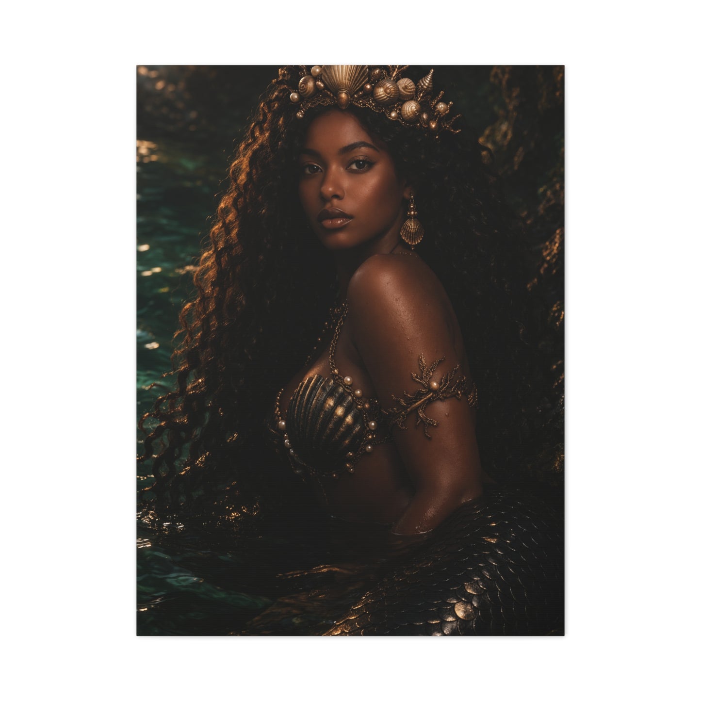 Regal Ocean Queen Mermaid Portrait Wall Art & Canvas Print