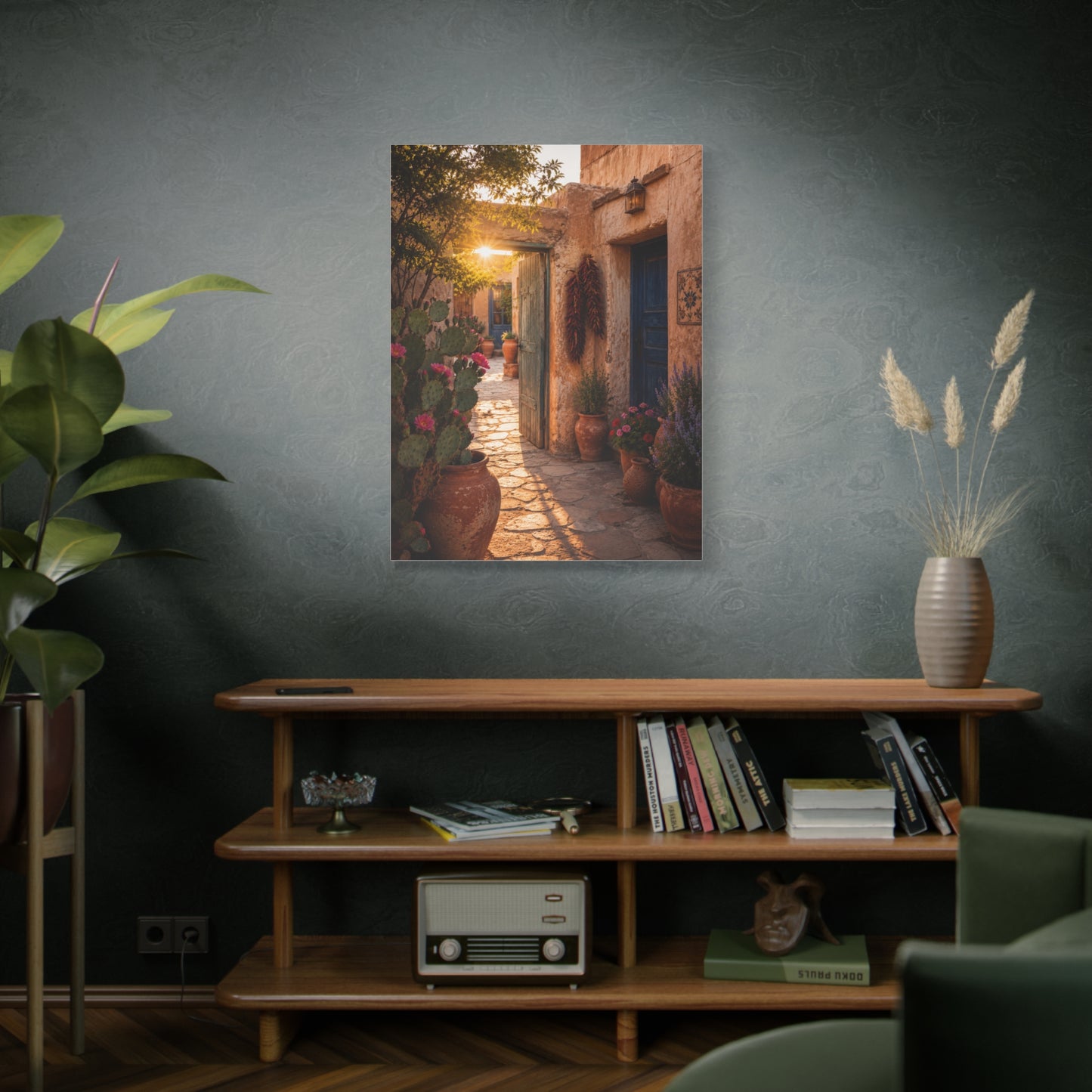 Santa Fe Adobe Courtyard Southwest Wall Art & Canvas Print