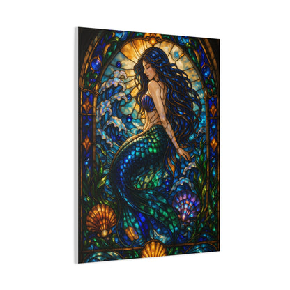 Stained Glass Ocean Siren Wall Art & Canvas Print