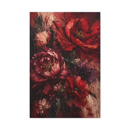 Red Floral Expressionist Painting Wall Art & Canvas Print