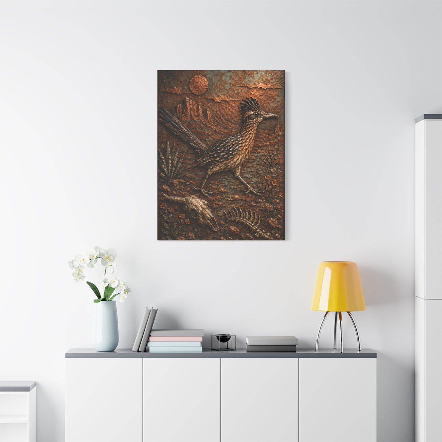 Hammered Copper Roadrunner Southwest Wall Art & Canvas Print