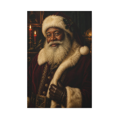 Elegant Black Santa Portrait Wall Art & Canvas Print