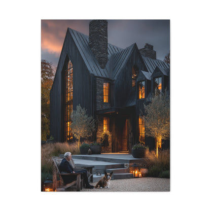 Lavish Black Farmhouse Courtyard Wall Art & Canvas Print