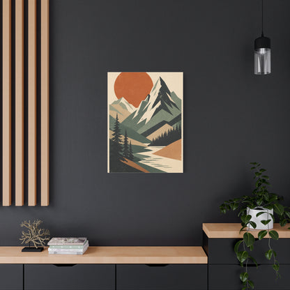 Mid-Century Graphic Sunset Mountain Wall Art & Canvas Print