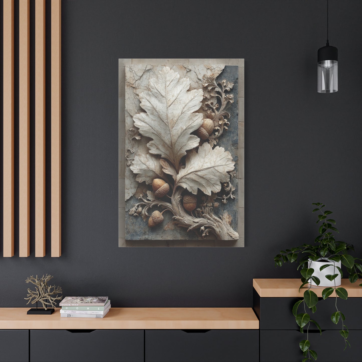 Autumn Oak Leaf Bas-Relief Wall Art & Canvas Print