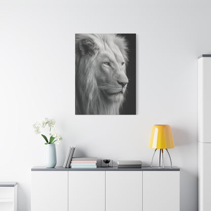 White Lion Monochrome Close Portrait Wall Art & Canvas Print