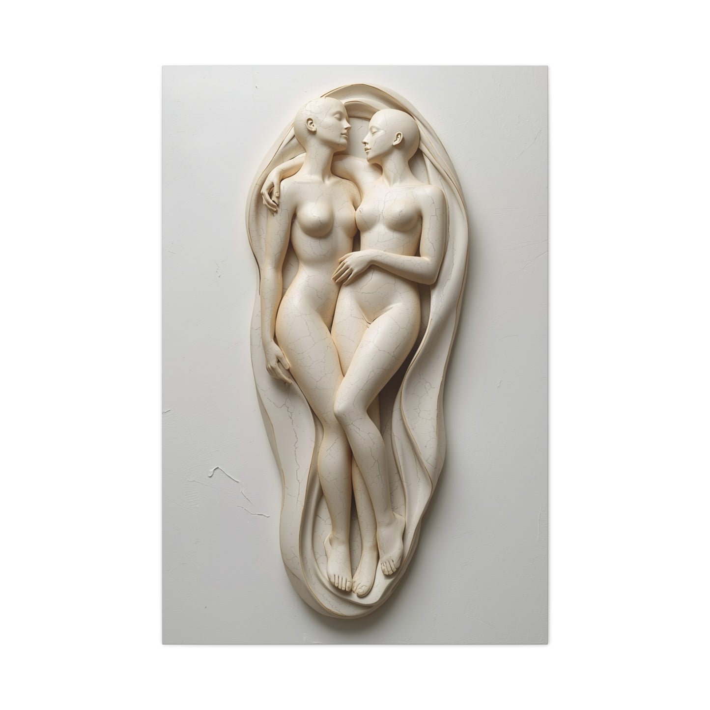 Sculptural Dual Figure Relief Wall Art & Canvas Print