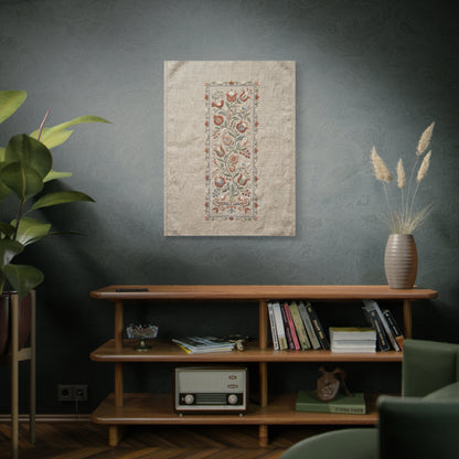 Rustic Folk Botanical Embroidery Strip Wall Art & Canvas Print