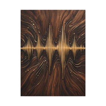 Golden Acoustic Wave Wood Composition Wall Art & Canvas Print
