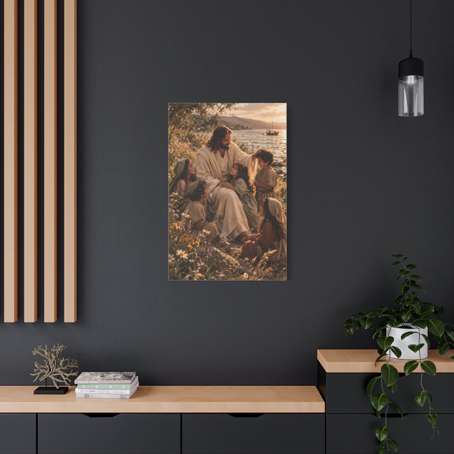 Jesus with Children Coastal Blessing Wall Art & Canvas Print