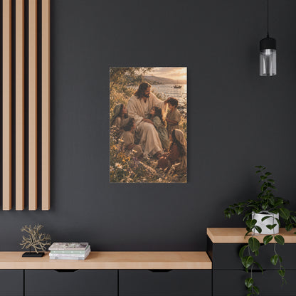 Jesus with Children Coastal Blessing Wall Art & Canvas Print