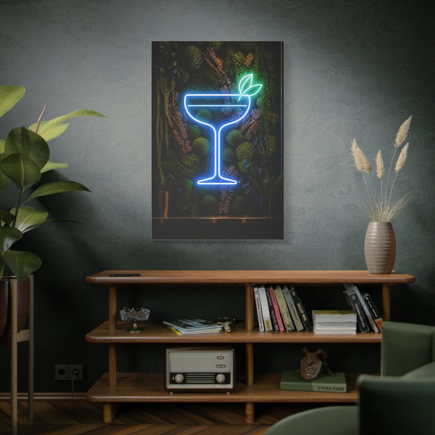 Moss Neon Cocktail Sculpture Wall Art & Canvas Print