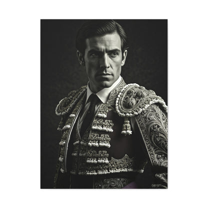 Stoic Warrior in Armor Black & White Wall Art & Canvas Prints