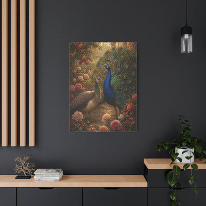 Romantic Garden Peacock Pair Wall Art & Canvas Print