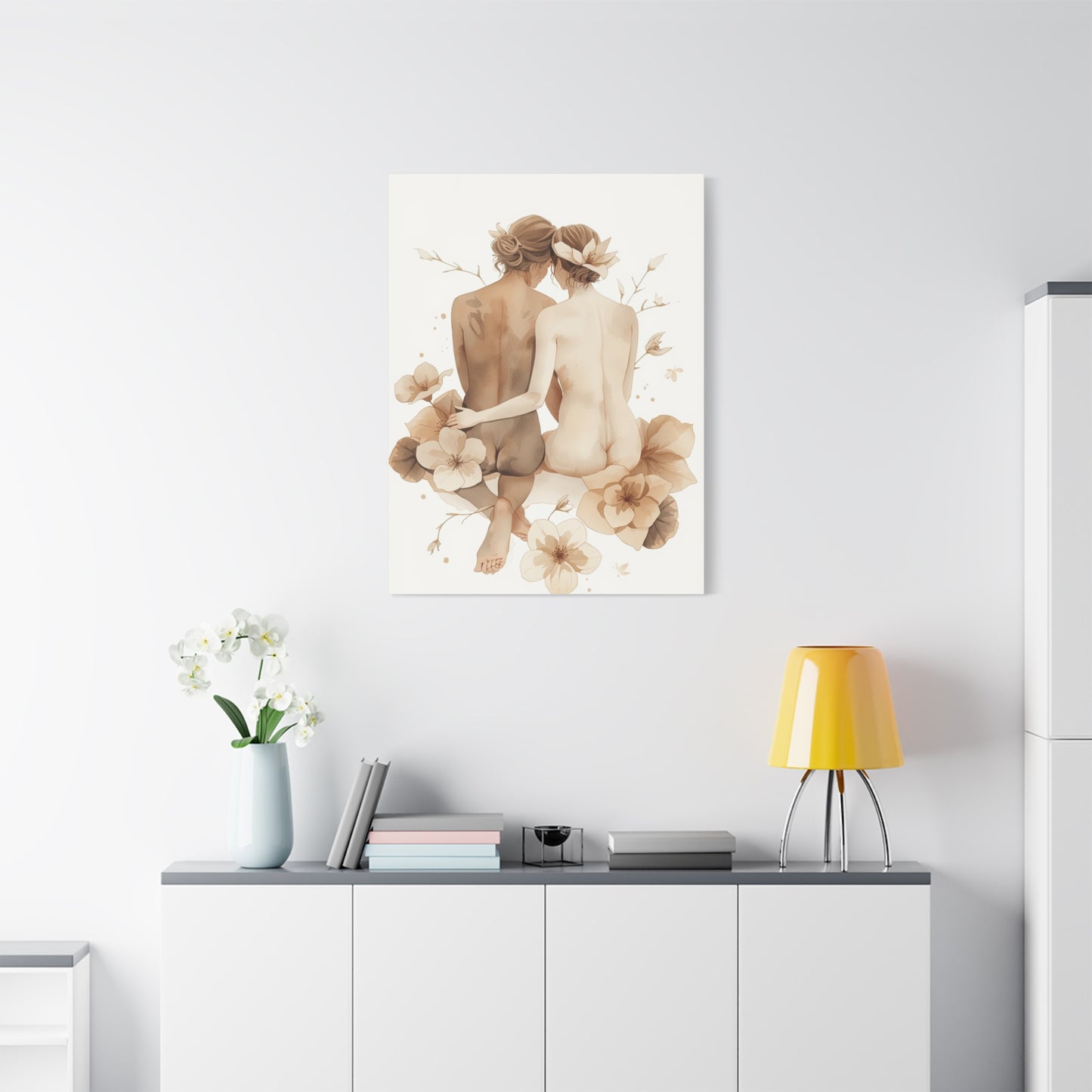 Minimal Dual Figure Botanical Composition Wall Art & Canvas Print