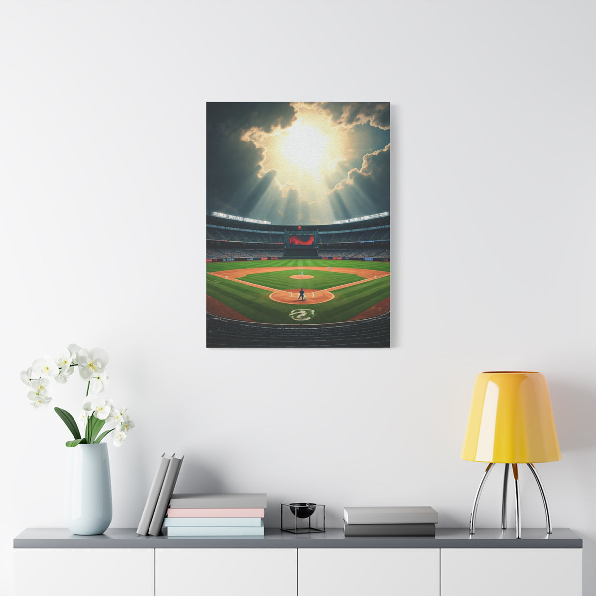Golden Hour Baseball Field with Team Logo Wall Art & Canvas Prints