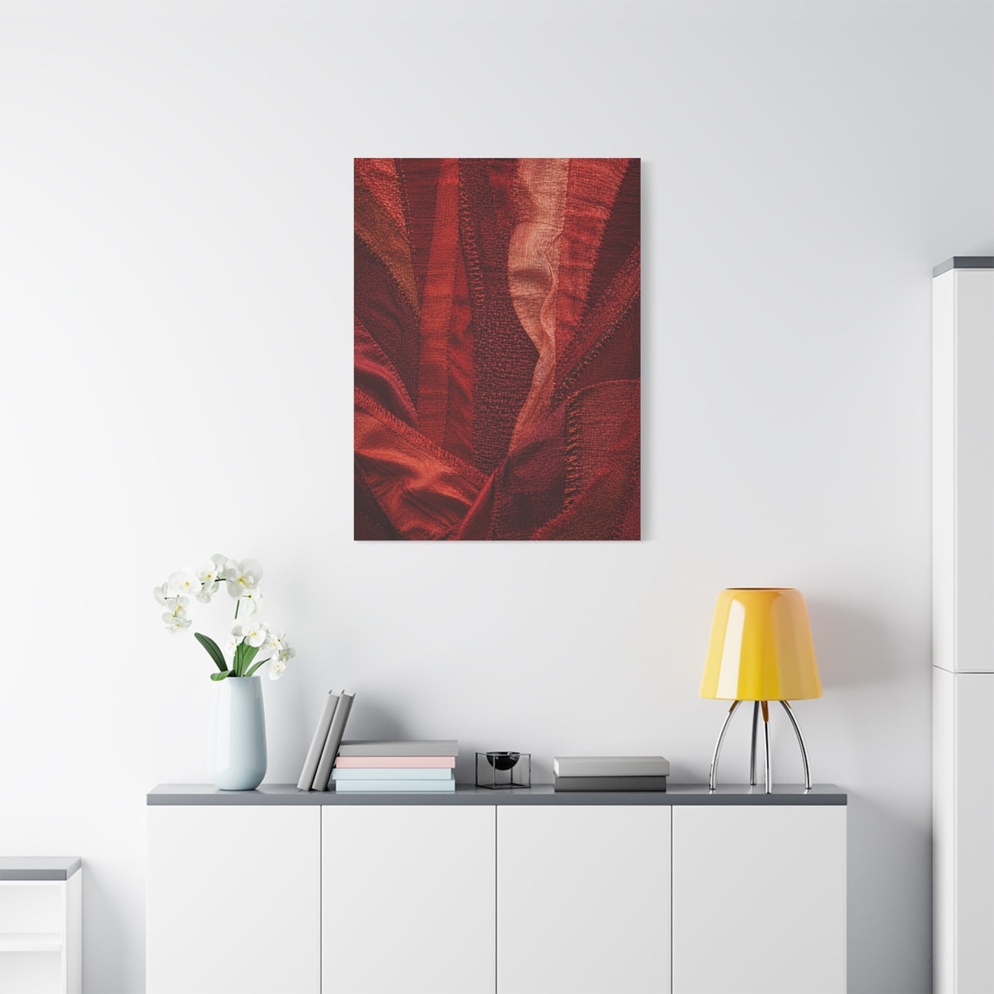 Red Textile Layered Fabric Abstraction Wall Art & Canvas Print