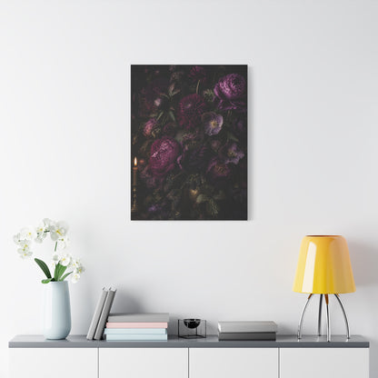 Dark Floral Still Life Candlelight Wall Art & Canvas Print