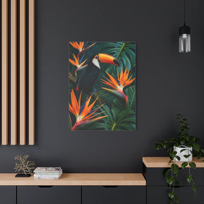 Tropical Toucan & Bird of Paradise Luxe Jungle Tropical Wall Art & Canvas Print