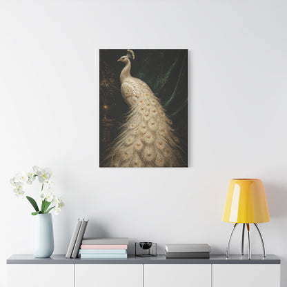 White Peacock Dark Academia Portrait Wall Art & Canvas Print