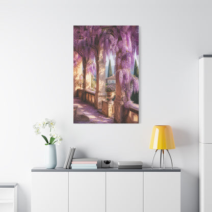Cascading Wisteria Balcony Scene Wall Art & Canvas Print