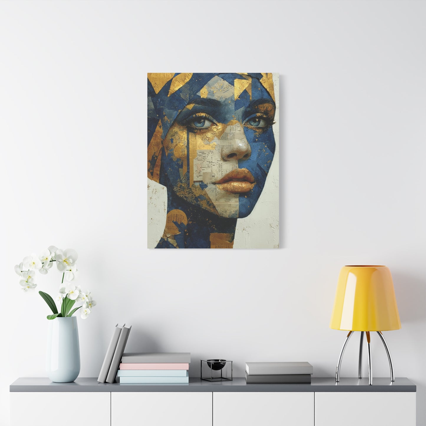 Geometric Gold Mask Portrait Wall Art & Canvas Print