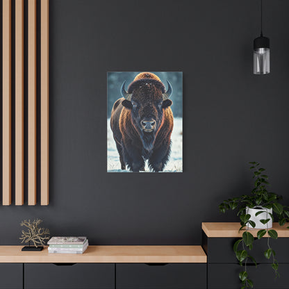 Winter American Bison in Snow Landscape Wall Art & Canvas Print
