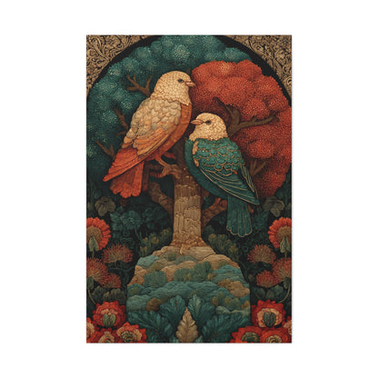 Folk Tree of Life Birds Wall Art & Canvas Print